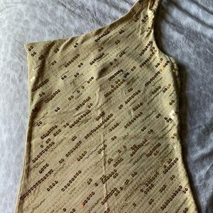 One shoulder tank with beading